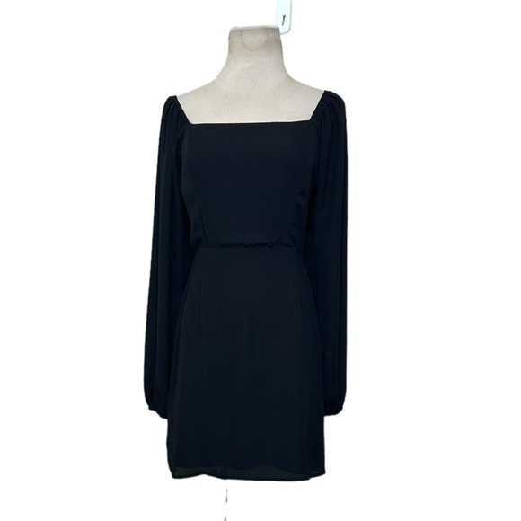 All in Favor black long sleeves off shoulder open back mini dress size Small - Picture 1 of 13